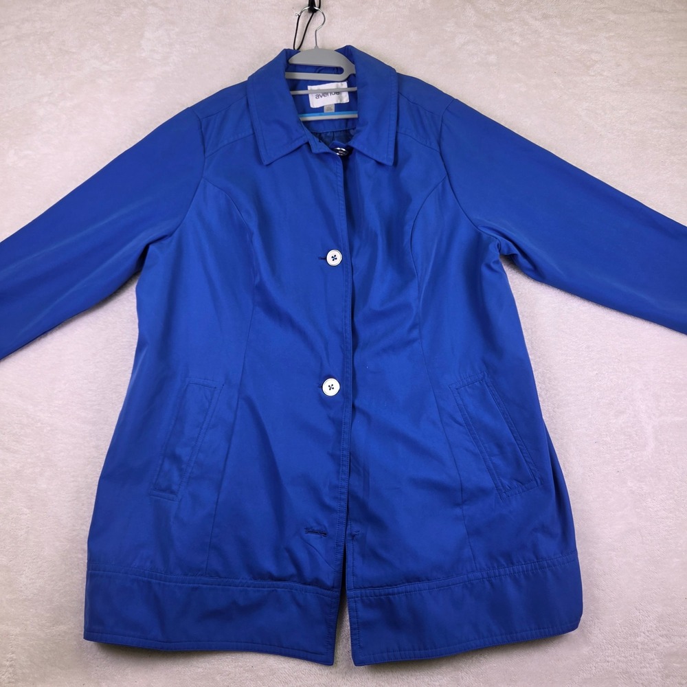 Avenue Womens Plus Size 22/24 Royal Blue Button Front Lightweight Car Coat
